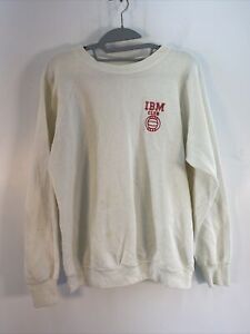 VTG Fruit Of The Loom White Cotton IBM Club Logo Crewneck Sweatshirt Mens L