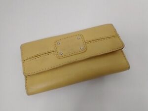FOSSIL Long Live Vintage Leather YellowGold Womens Checkbook Wallet Buttery Soft
