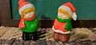 Vintage Christmas Carolers Boy and Girl Salt And Pepper Shakers Green and Red