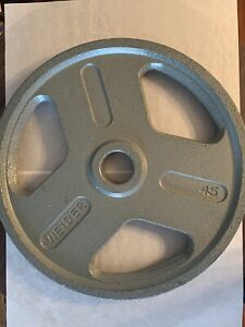 45 lb weight plate 2 inch hole Weider gray cast iron for standard olympic bar