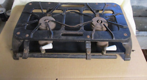Vintage Camp Stove Two-Burner Cast Iron and Metal, SuperB Style