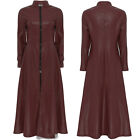 Womens Outerwear Long Sleeve Trench Roleplay Coat Wetlook Long Dress Leather