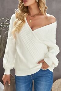 NEW Winter White Sexy Cable Knit Wrap Sweater pick size S L XL 2X