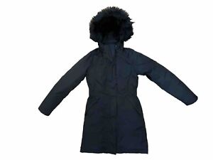North Face Down Faux Fur Hooded HYVENT Women's Size XS Black Medium Length