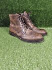 Antonio Maurizi Brown Leather Wingtip Lace Up Boots Made In Italy Mens Size 11