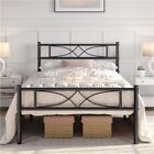 Twin/Full/Queen/King Metal Bed Frame w/High Headboard Footboard Black/White/Gold