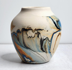 Nemadji Pottery Multi Color Swirl Small Vase