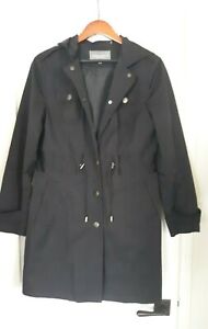 Marvin Richards Woman Black Trench Coat With Hood Size L