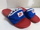 Men Nike Benassi JDI Fanny Pack Slide Sandals Bright Crimson/Blue 10 AO1037-601