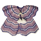 Baby Girl 18-24 Months Poncho Knit Purple Lavender White Tassel Tie Closure