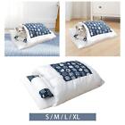Pet Bed Cave Portable with Pillow Removable Hideaway Mat Self Warming Cat Cuddle