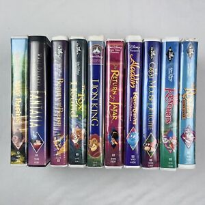 Disney Classic Masterpiece Fantasia Lion King Aladdin Clam Shell 10 Pc VHS Lot