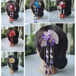 Handmade Sakura Kanzashi Girl Japanese Hairpin Tassel Hair Clip Wedding Kimono