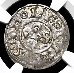 FRANCE, Deols. Odo the Old, 1012-1044. Roberts-4072, Silver Denier, NGC AU53