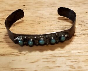 Small Vintage Old Pawn NAVAJO TURQUOISE sterling SILVER  Cuff Bracelet