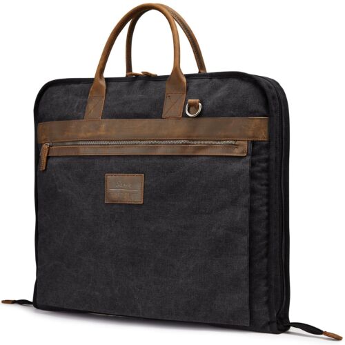 Garment Bag for Travel Canvas Leather Carry on Suit Bag for Men Women