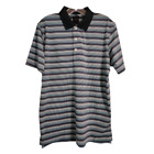 Dunning Golf Short Sleeve Polo Shirt Sz S Blue Aqua Gray Striped Polyester Knit
