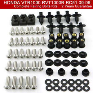 Fit For Honda VTR1000 RVT1000R RC51 00-06 Full Fairing Bolts Bodywork Screws Kit
