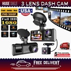 Dash Cam,3 Channel Dash Cam,1080P Front/Rear/Inside Triple Dash Cam HDR G-Sensor