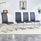 Set of 4 Dining Chair PU Upholstered Chair Kitchen Dining Chair with Metal Legs
