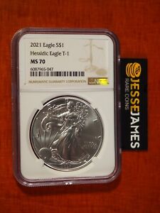 2021 $1 AMERICAN SILVER EAGLE NGC MS70 CLASSIC BROWN LABEL TYPE 1