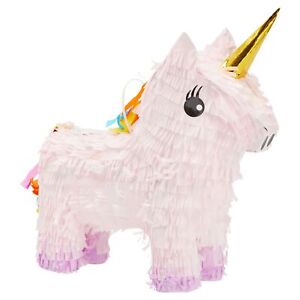 Small Pink and Purple Unicorn Pinata for Girls Birthday Party, 13 x 15.5 x 5 In