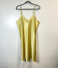 Ashley Stewart Slip Nightgown Yellow Plus Size 3X Midi Satin V-neck Lace Cami