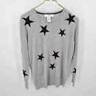 Magaschoni Stars Sweater  Pullover Cashmere Blend in Gray + Black Extra Small