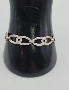 Vintage wRe Sterling Silver Ribbed Loop Link Bracelet WR Richards 925 9.2mm