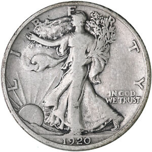 1920 D Walking Liberty Half Dollar 90% Silver Fine FN See Pics G020