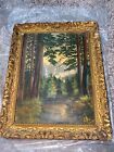 Framed Antique LANDSCAPE OIL PAINTING ON BOARD Signed “J.A.” circa early 1900’s