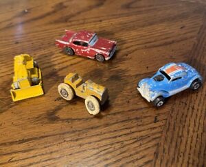 Vtg Antique Toy Car Lot: Tootsie Tractor, Caterpillar Bulldozer, Hot Wheels X2