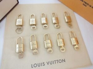 LOUIS VUITTON PadLock Lock & Key Brass Gold Authentic Number random [Near Mint]