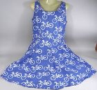 Global Mamas Dress w POCKETS Bike Bicycle Print Batik Cotton Fair Trade Ghana L