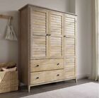 New 3 Door Armoire Wardrobe Closet Light Brown Wood Large Sturdy Durable Dresser