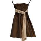 BILL LEVKOFF Dress Size 16 BROWN FLARE STRAPLESS Formal Cocktail BRIDESMAID PROM