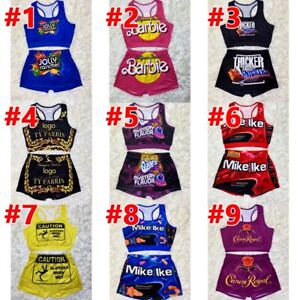Women's Shorts Sets Snickers Juicy Snacks Tracksuit Tank Top High Waist Shorts