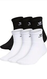 Adidas Originals Men's Trefoil Quarter Ankle Running Athletic Socks (6 Pack)