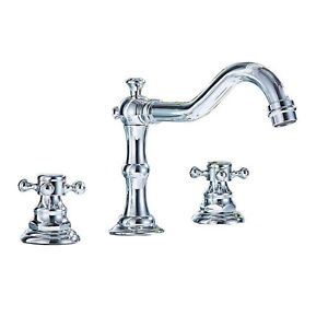 Widespread Bathroom Sink Basin Faucet Waterfall 2 Handle 3 hole Vanity Mixer Tap
