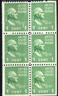 New ListingSC# 804b -1¢ -  Booklet Pane of 6 Stamps - Green - George Washington