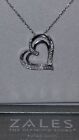 ZALES Jewelers Sterling Silver Heart Shaped Diamond Necklace (18 Inch) SRP $100