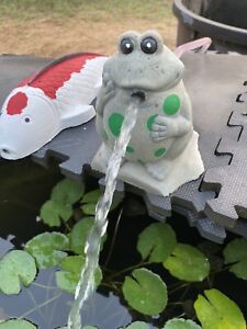 6” High Concrete Frog Pond Spitter Garden pond Statue ( Fits 1/2