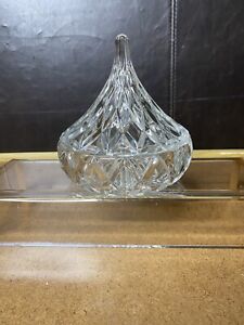 Hershey’s Kiss Crystal Cut Glass Candy Dish with Lid Trinket Bowl Vintage 1994