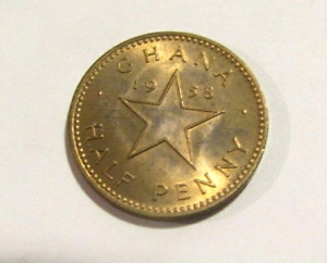 Ghana 1958 1/2 Half Penny Bronze Au Coin
