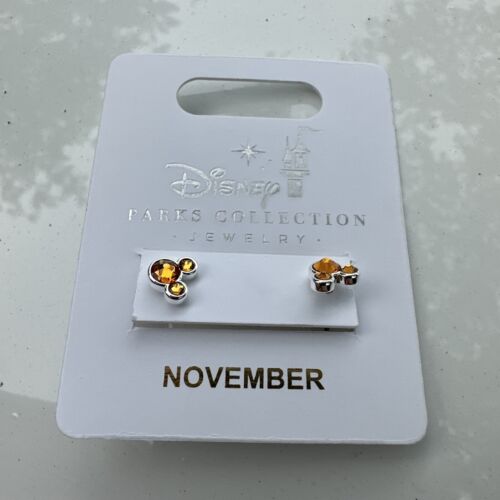 Disney Parks Mickey Birthstone Swarovski Crystal November Silver  Tone Earrings