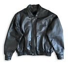 Oscar Piel Mens Perfect Leather Jacket Size XL Black USA Bomber Vintage Full Zip