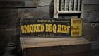 Custom City Smoked BBQ Ribs Sign - Rustic Hand Made Vintage Wood Sign
