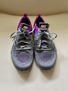 Nike Free TR Focus Flyknit Running Shoes - Women's Size 9 Gray Purple