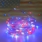 4Th of July Decor Patriotic String Lights, 4-Pack Red White Blue Fairy Lights Ba