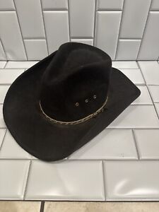 Western Express Inc Men's Cowboy Hat Size 6 5/8 , XS Black / Gold Faux Felt